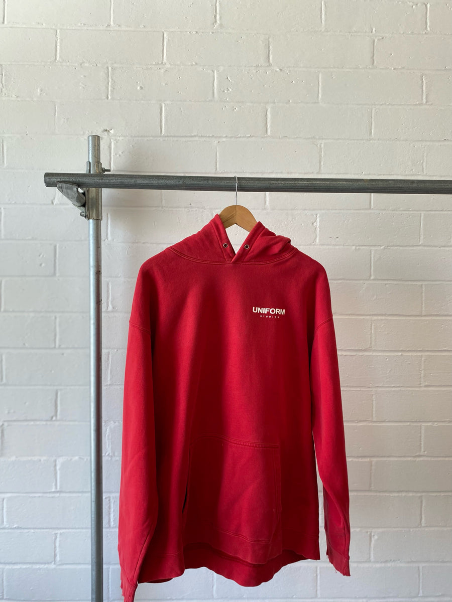 VINTAGE FRENCH TERRY HOODIE RED (LARGE)