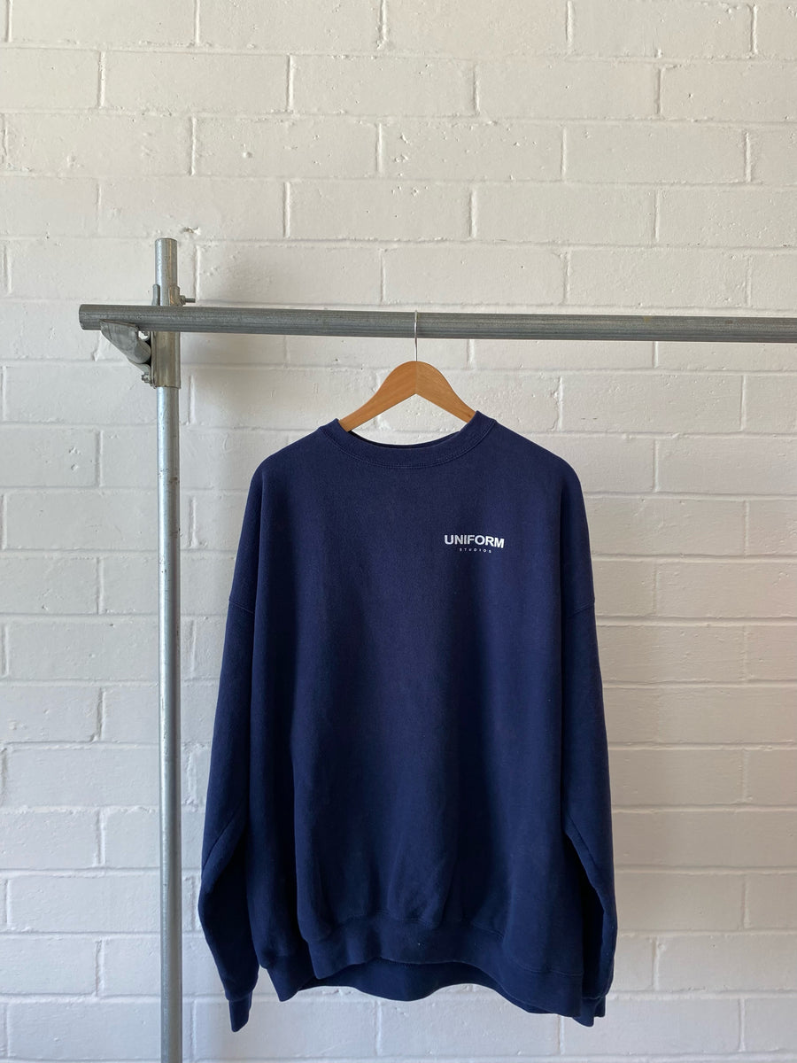 VINTAGE NAVY CREWNECK SWEATER (2XL)