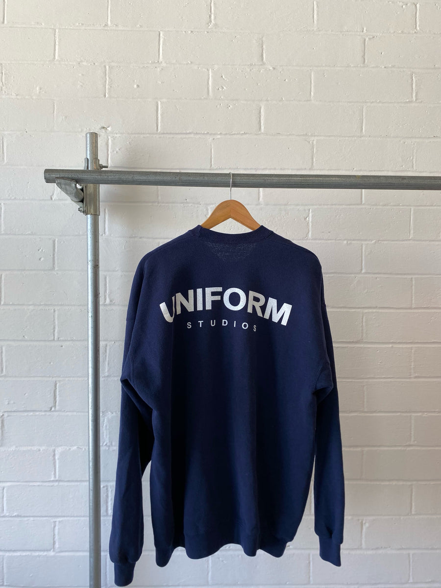 VINTAGE NAVY CREWNECK SWEATER (2XL)