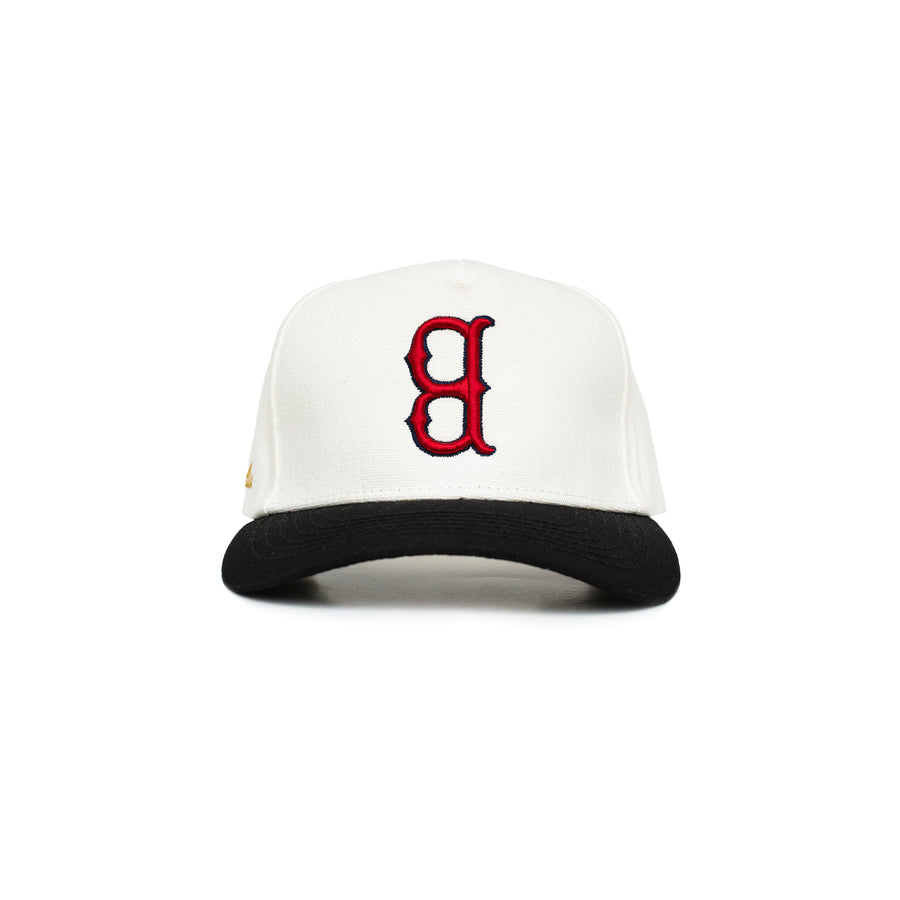 Red Sox Essential 5 Panel Snapback Cream Black