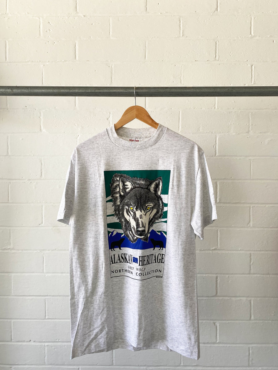 1990'S WOLF GRAPHIC TEE HEATHER GREY (LARGE)