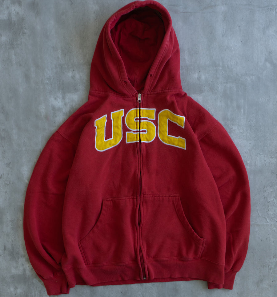 VINTAGE USC ZIP UP RED HOODIE (X-LARGE)