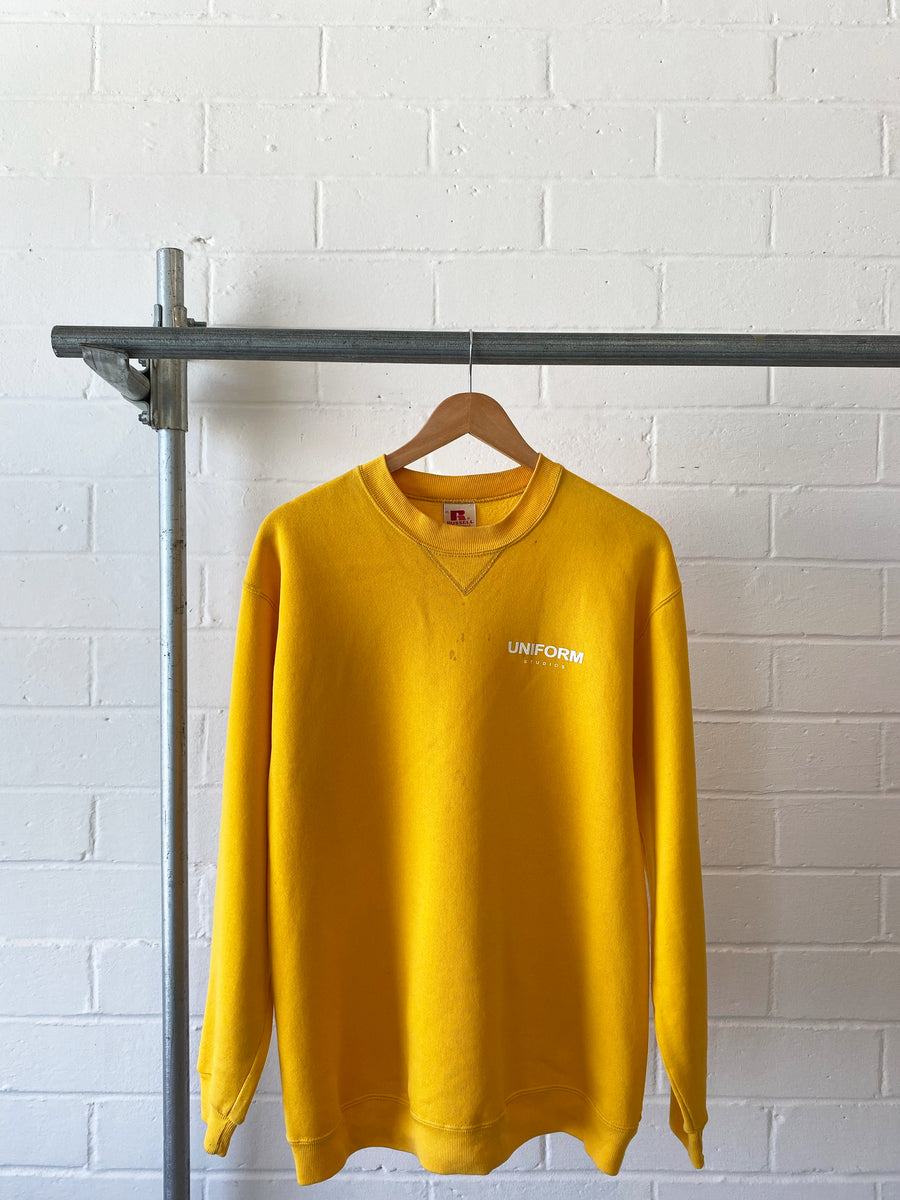 1980'S RUSSELL CREWNECK SWEATER YELLOW (XL)