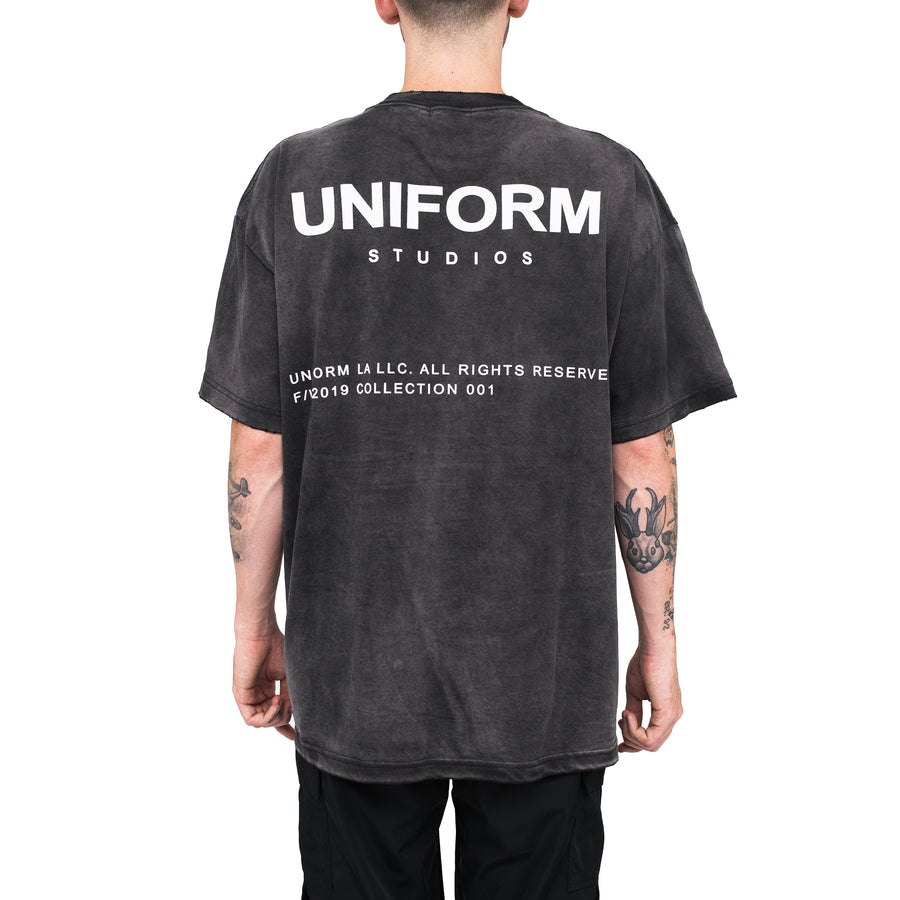 Vintage Sun-Dried Logo Tee in Faded Black