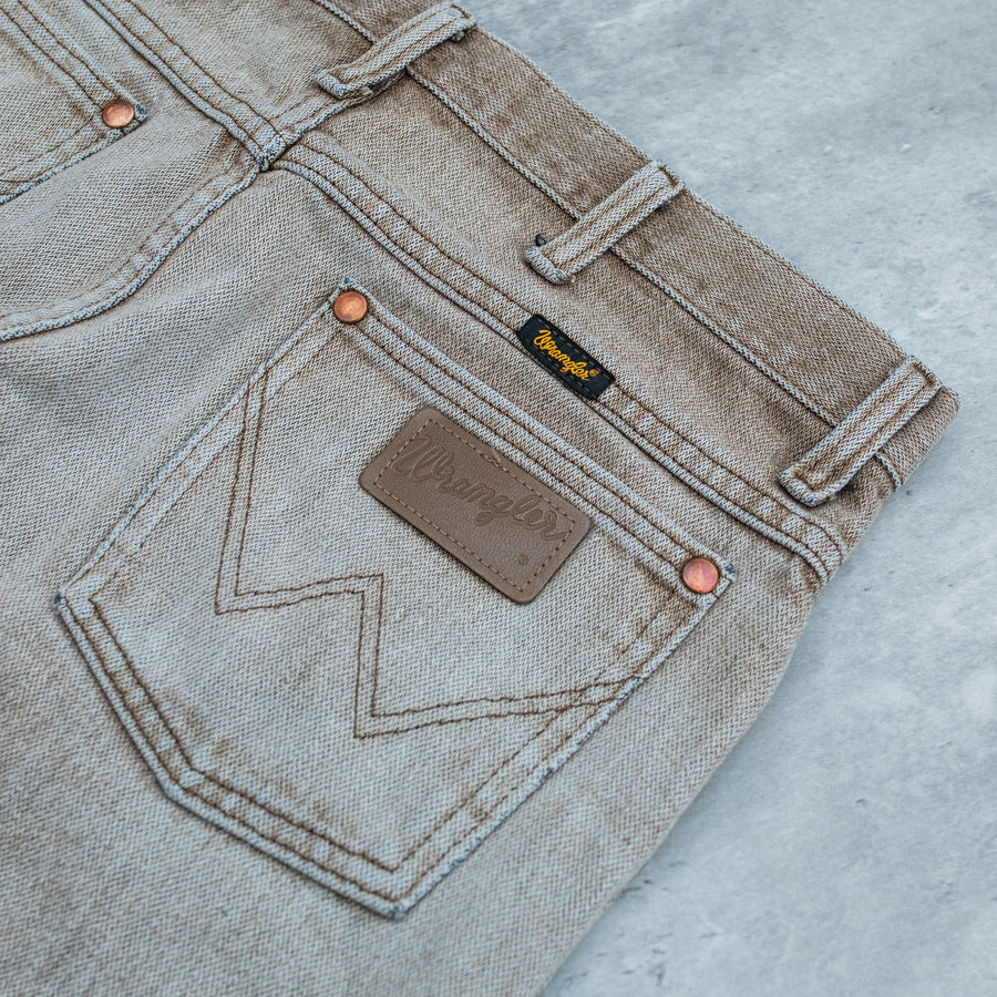 VINTAGE WRANGLER WASHED BROWN DENIM (FITS AS 32 WAIST)