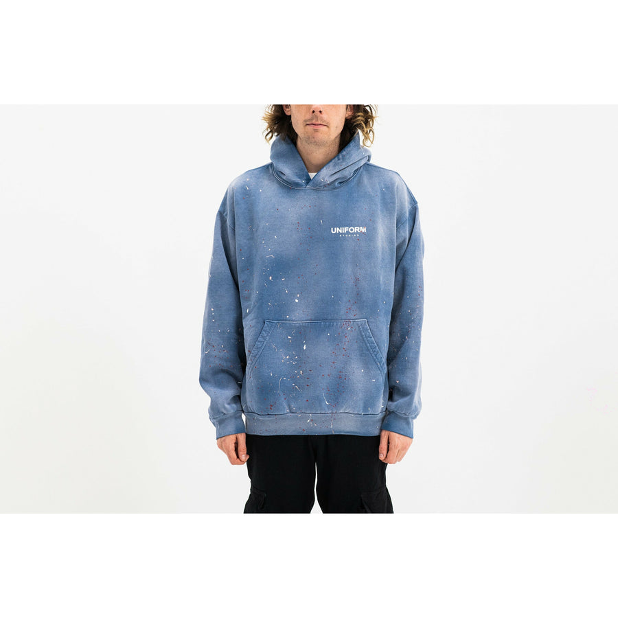 Paint Splatter Logo Hoodie (Denim Blue)
