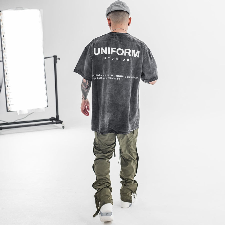 Vintage Sun-Dried Logo Tee in Faded Black