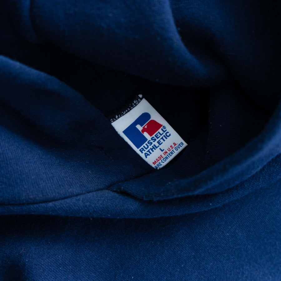 VINTAGE 1990'S RUSSELL NAVY HOODIE (LARGE)