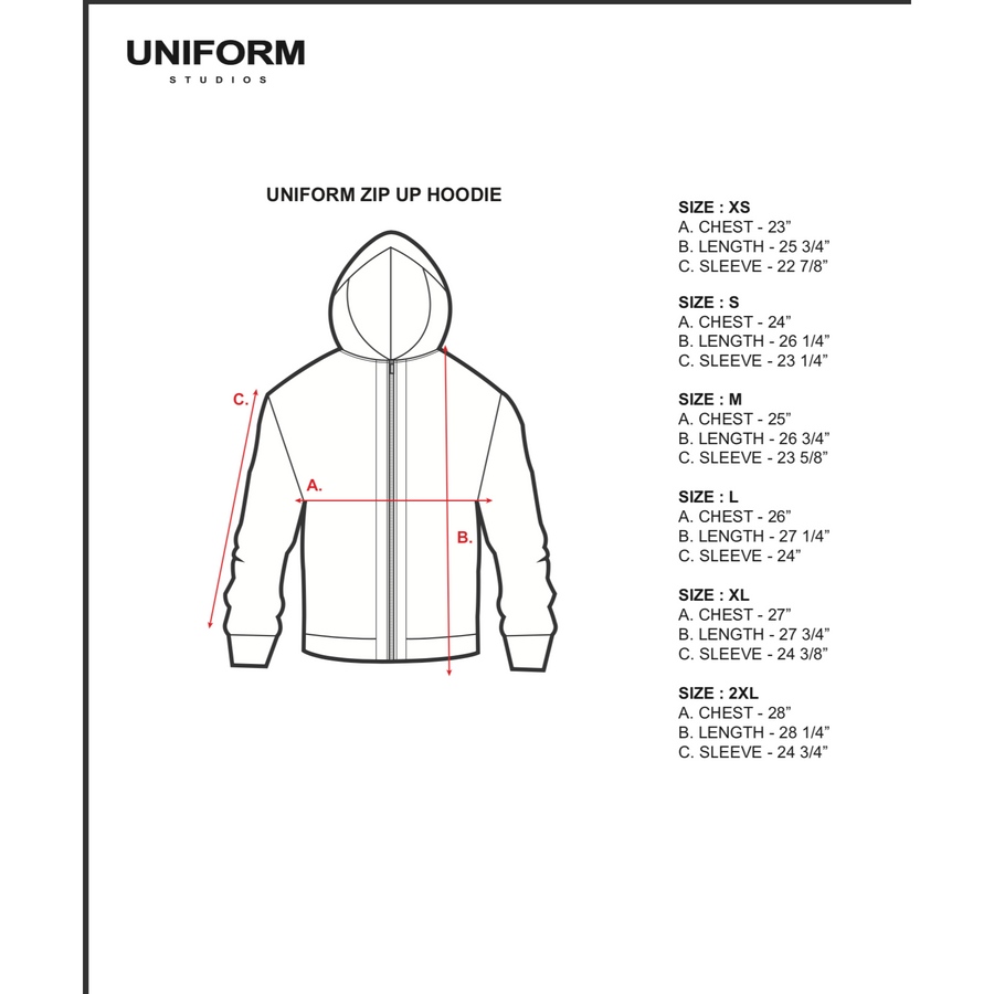 Uniform French Terry Zip Up Hoodies (Black)