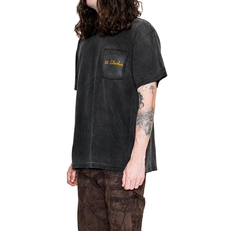 Uniform Chain Stitch Pocket Tee (Aged Black)