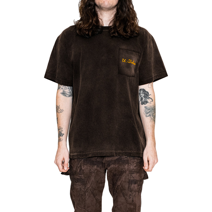 Uniform Chain Stitch Pocket Tee (Aged Brown)
