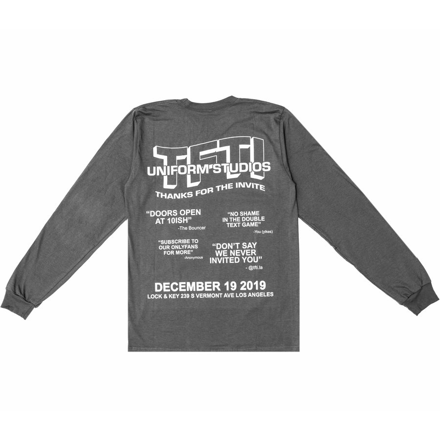 UNIFORM STUDIOS X TFTI MERCH LONG SLEEVE (DEEP GREY)