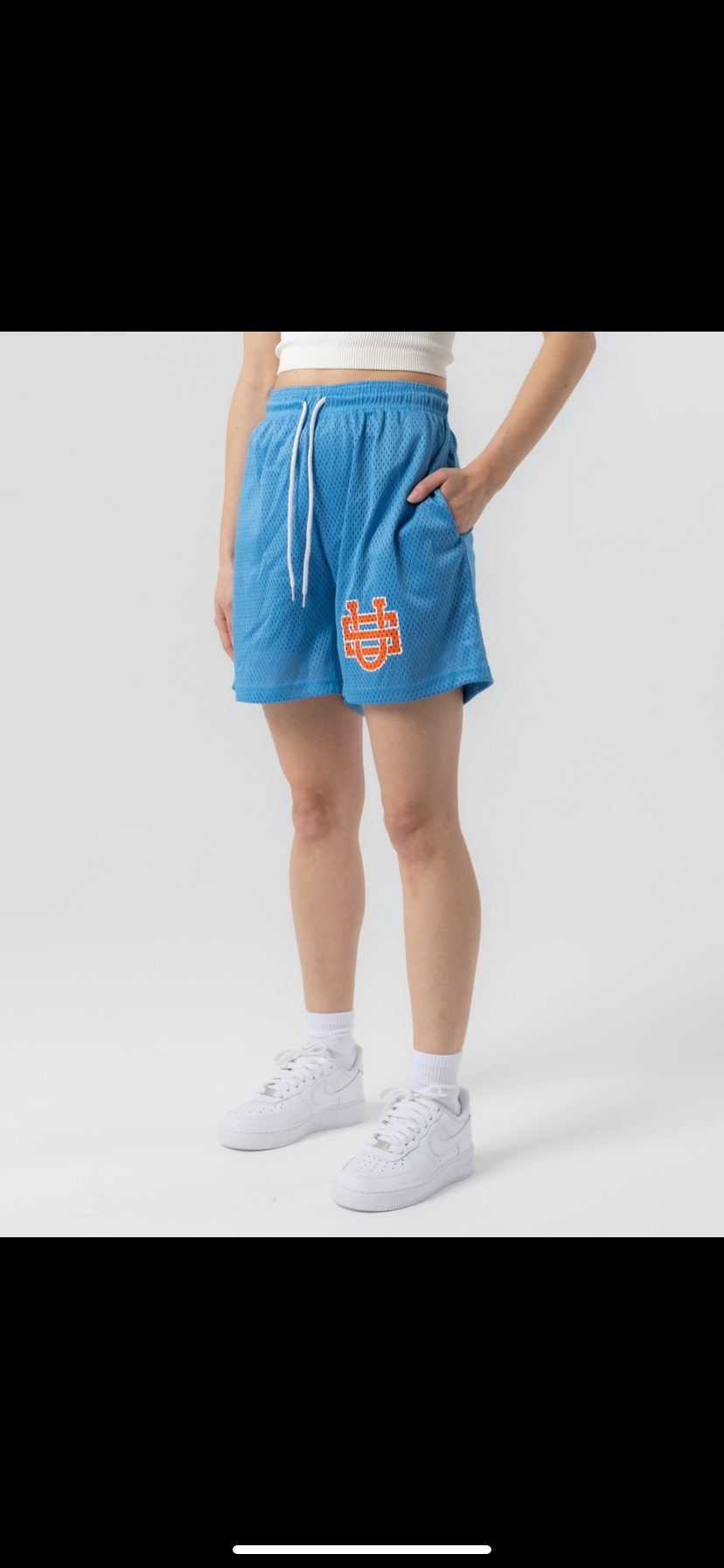 Uniform Studios Monogram Mesh Shorts (Light Blue/Orange)