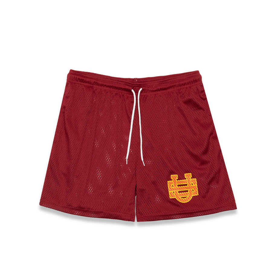 Uniform Studios Monogram Mesh Shorts (Burgundy)