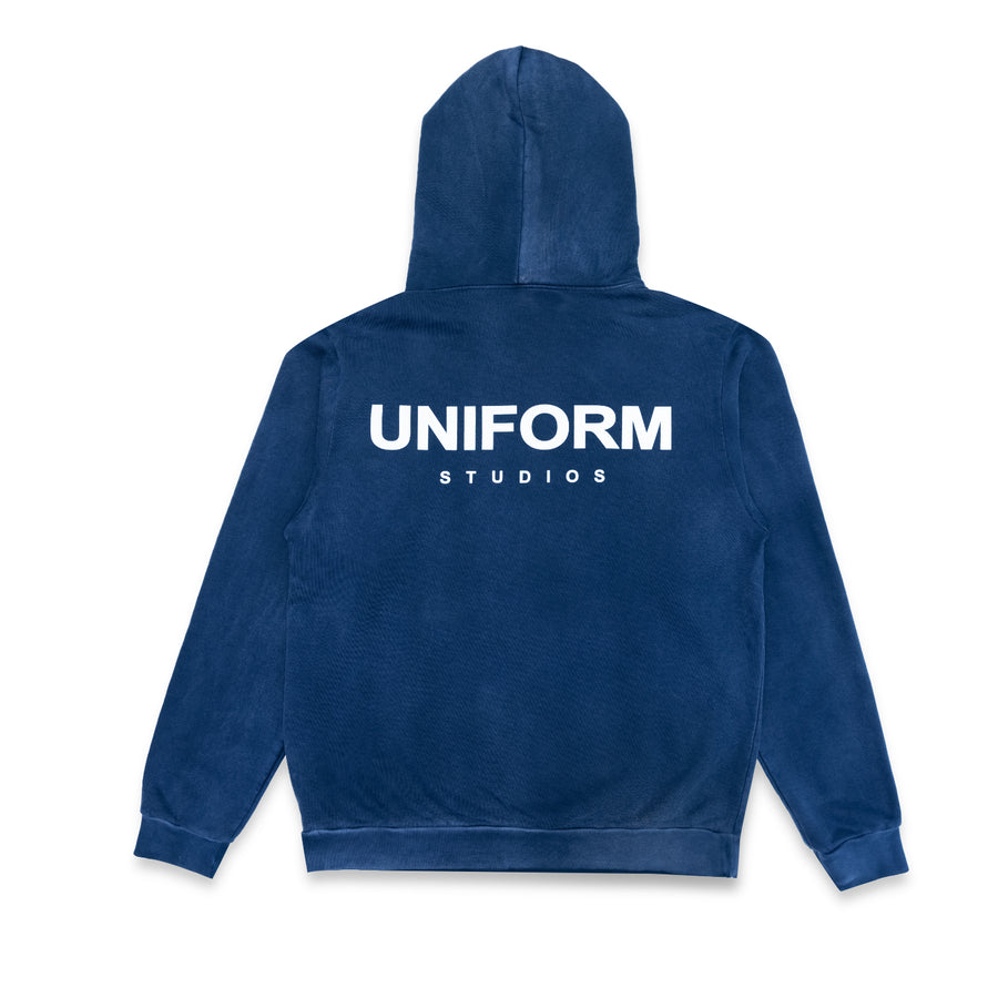 Uniform Studios Logo Fleece Hoodie  (Washed Denim)
