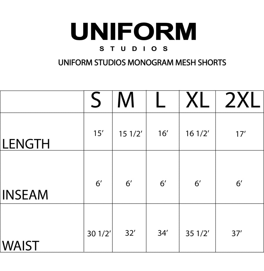 Uniform Studios Monogram Mesh Shorts (Burgundy)