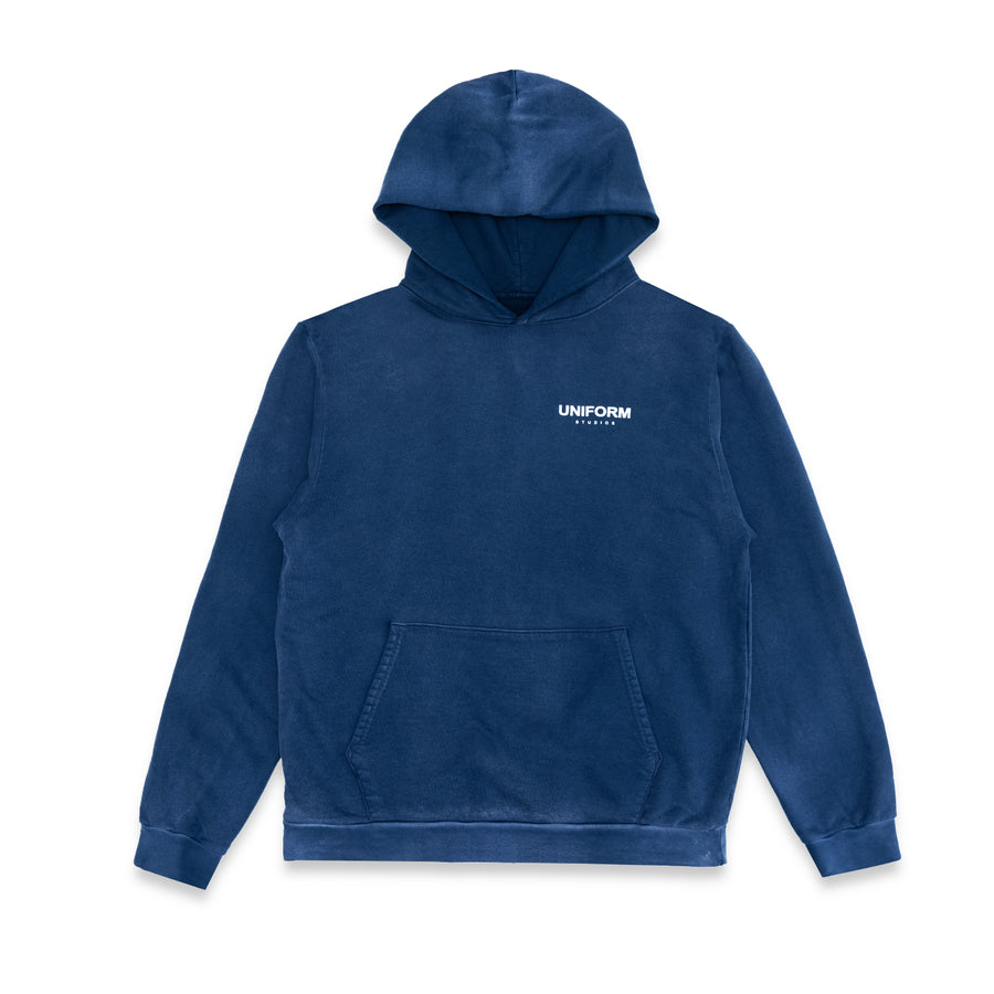 Uniform Studios Logo Fleece Hoodie  (Washed Denim)
