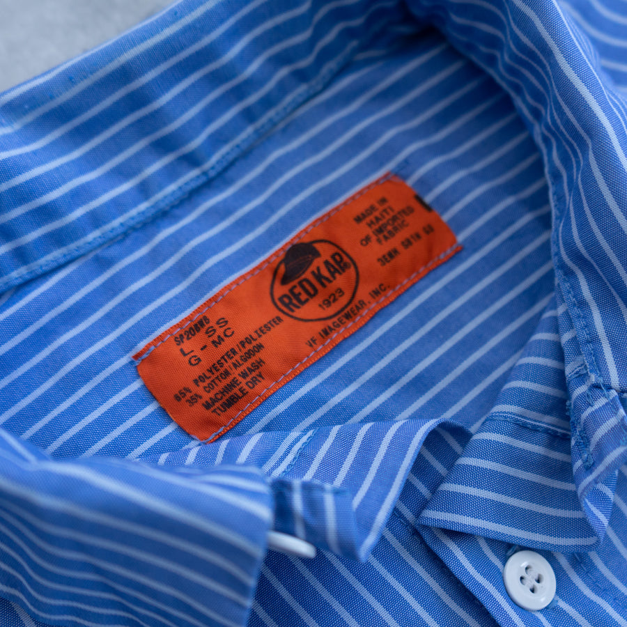 WORK STRIPED SHORT SLEEVE BUTTON UP (LARGE)
