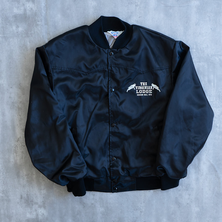 VINTAGE BLACK BOMBER JACKET (VIRGINIA LODGE) LARGE