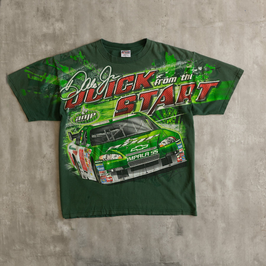 VINTAGE GREEN NASCAR DALE EARNHARDT JR TEE (X-LARGE)