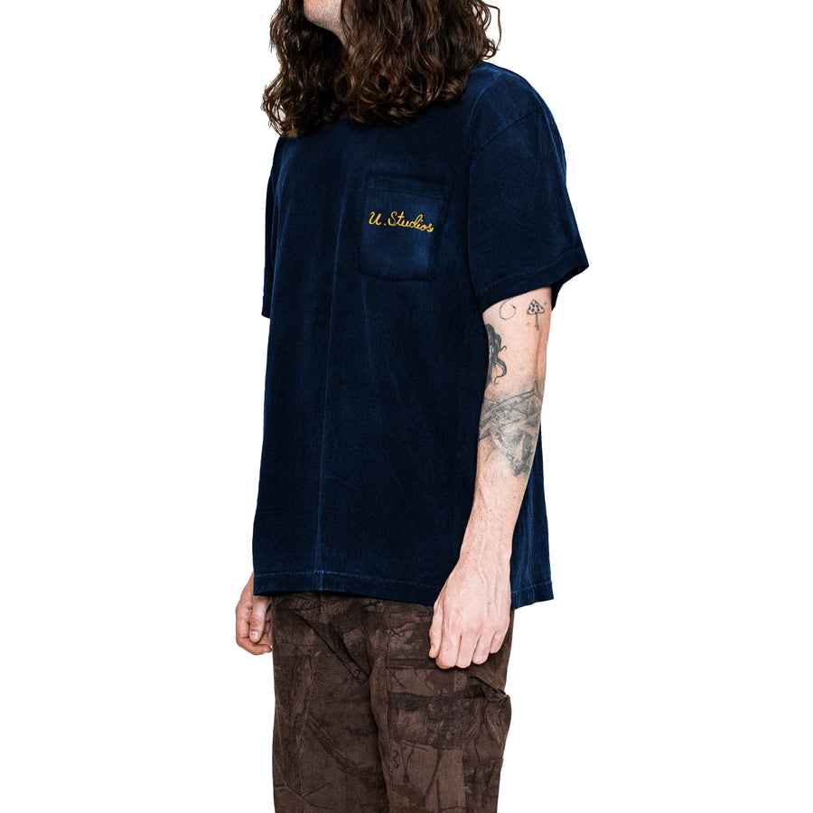 Uniform Chain Stitch Pocket Tee (Aged Indigo)