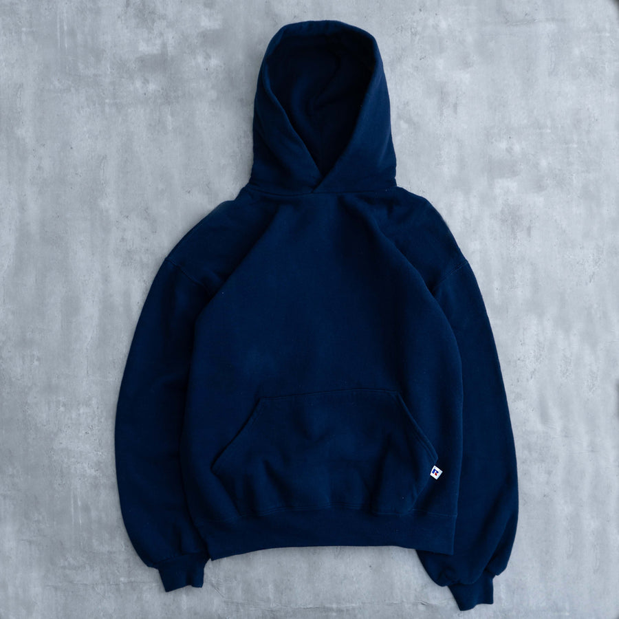 VINTAGE 1990'S RUSSELL NAVY HOODIE (LARGE)