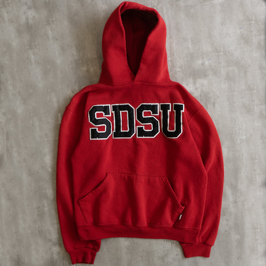 VINTAGE UCSD 1990'S RUSSELL RED HOODIE (SMALL)