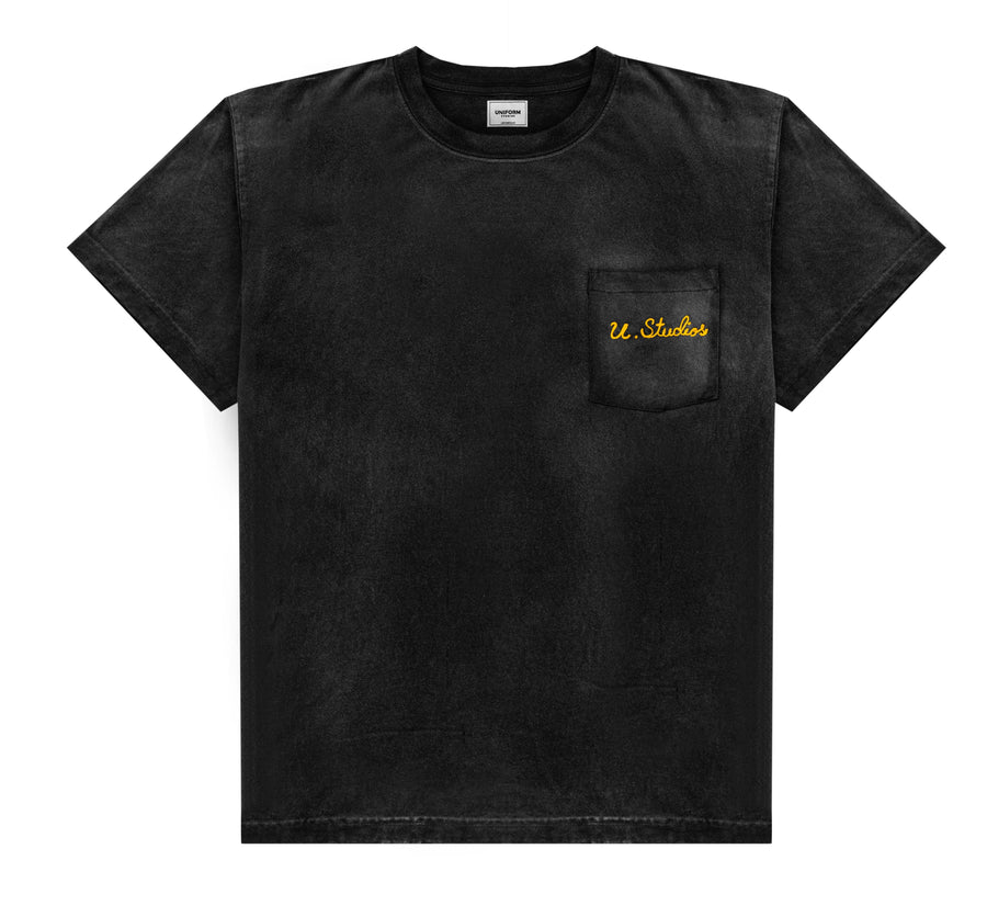 Uniform Chain Stitch Pocket Tee (Aged Black)