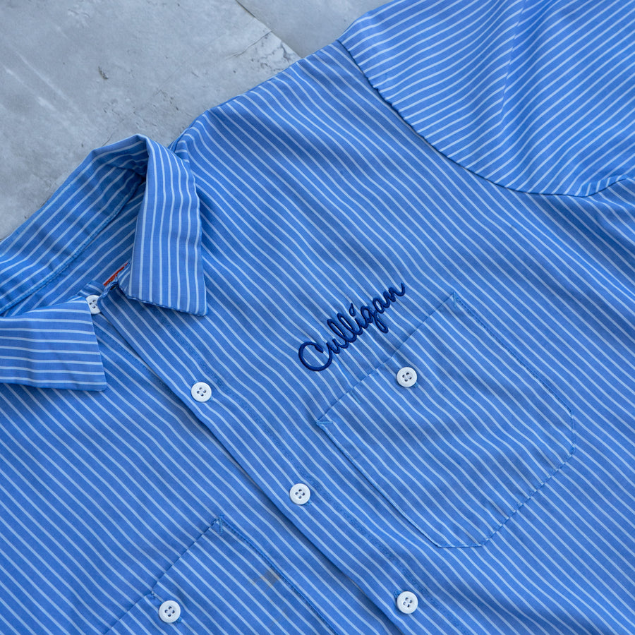 WORK STRIPED SHORT SLEEVE BUTTON UP (LARGE)