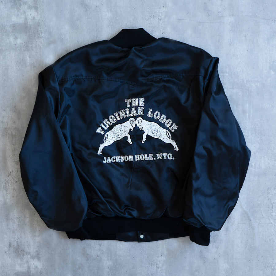 VINTAGE BLACK BOMBER JACKET (VIRGINIA LODGE) LARGE