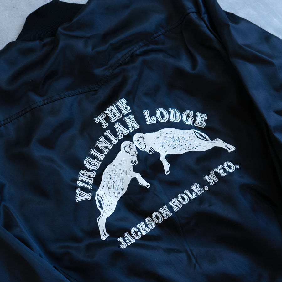 VINTAGE BLACK BOMBER JACKET (VIRGINIA LODGE) LARGE