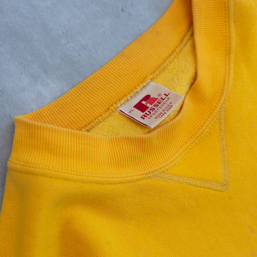 1980'S RUSSELL CREWNECK SWEATER YELLOW (XL)