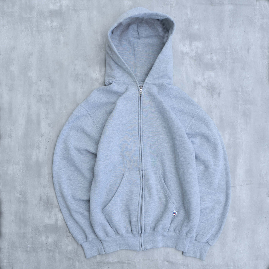 1990's RUSSELL ZIP UP HOODIE HEATHER GREY (MEDIUM)